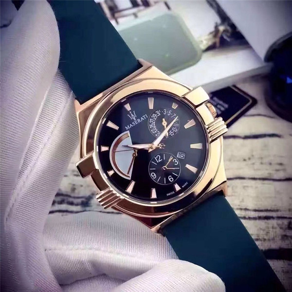 Italy Brand Maserati Digital Dial Men Sport Watches Exquisite Silicone Strap Auto Date Wristwatch Quartz Clock Holiday Gift