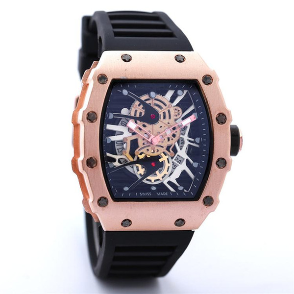 2018 New Luxury Skull sport Watches men Casual Fashion Skeleton quartz watch Wholesale Free Shipping