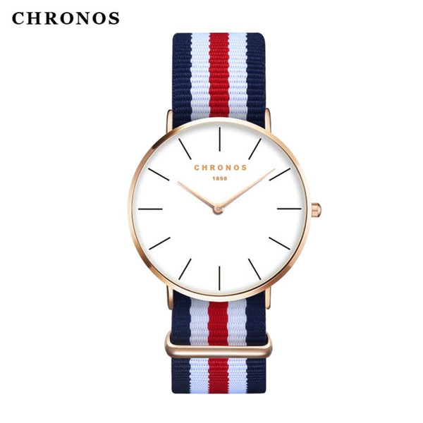 Luxury Brand CHRONOS 1898 Men's Women Dress Watches Fashion Nylon Casual Sport Quartz Watch Montre Femme Clock Relogio Masculino