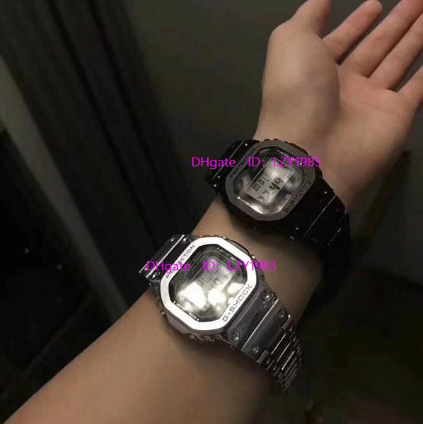Fashionable new block small gold watch student electronic watch steel belt sports series GMW-B5000D-1 wholesale