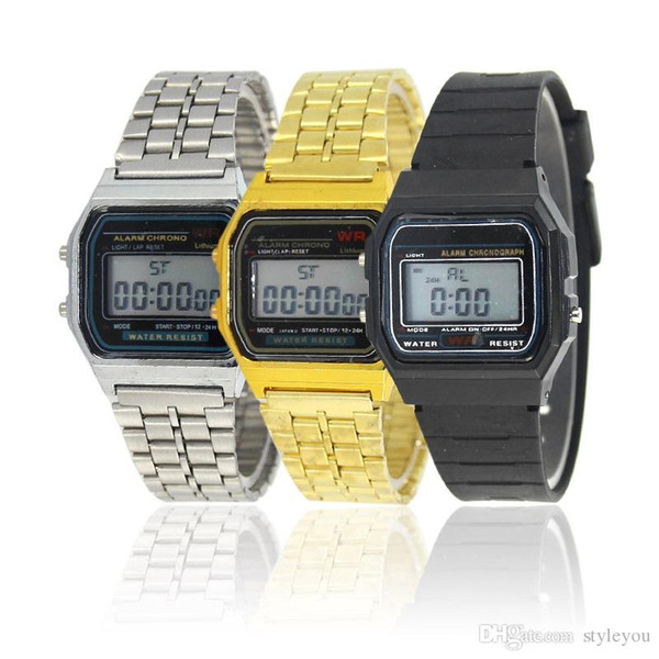Free Shipping F-91W Watches f91 Fashion -thin Multicolour LED Change Watches F91 W Sport Watch Jelly Men Women Child