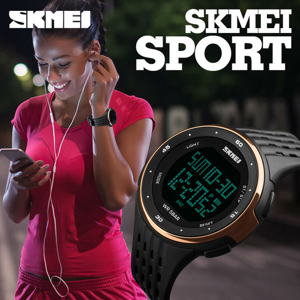 SKMEI Digital Wristwatches Women Outdoor Sport Watches Chronograph Fashion Clock PU Band Waterproof Wholesale Watch 1219