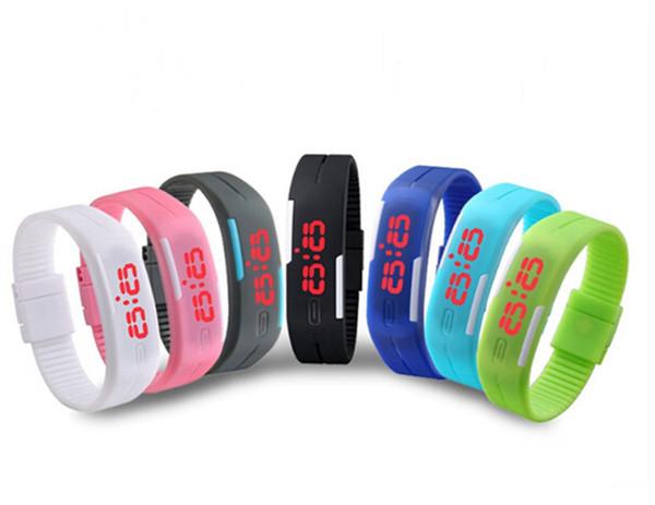 Newest Fashion Soft Silicon Rubber Sport Waterproof Watches LED Screen Digital Watch Bracelet Wristwatch With Magnet Buckle