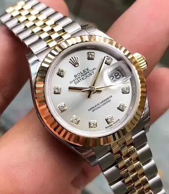 Factory Sales WOMEN automatic movement 26MM WOMENS 18K GOLD STICK DATE JUST with original box Diving watch