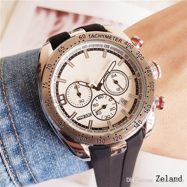 AAA+ Top Design Brand watches Six-Pins Three-eyes watches Fashion Simple Watches Elegant Silicone watch Jelly Color Timing Calendar Tisso