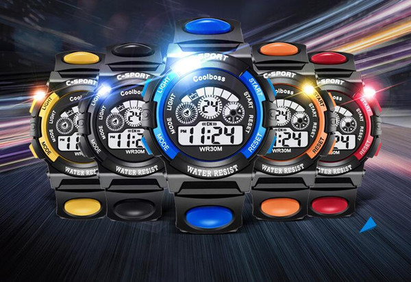 Fashion Coolboss children boys girls sport led digital watch electronic Multifunction Luminous gift party student watches ST002
