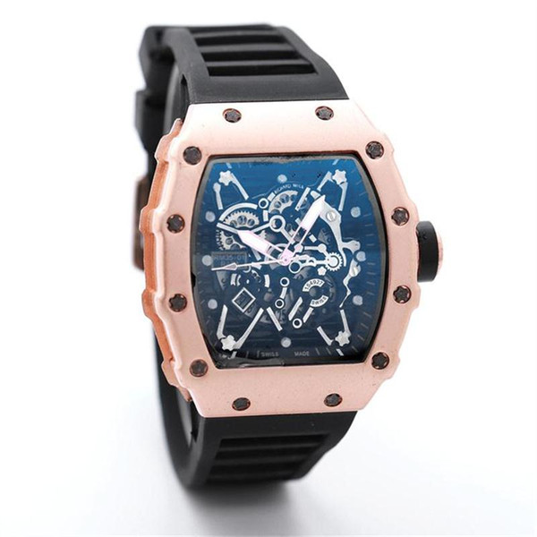 Luxury watches men's Quartz Watches men Fashion Skeleton Silica Gel Strap quartz watch Wholesale Free Shipping