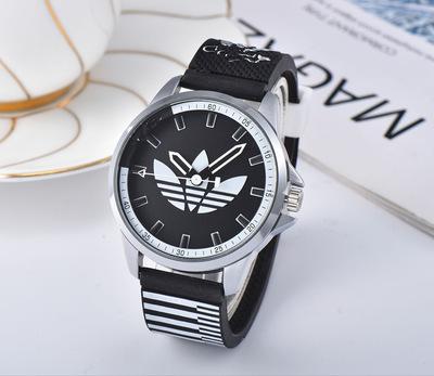 European American Brand Watch AD Clover 3 Leaf Grass Quartz Watch Female Males Sports Casual Silica Gel Strap Wristwatch 14_006