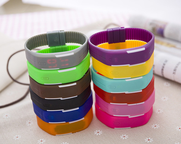 2017 Multi colors Sports rectangle led Digital Display touch screen watches Rubber belt silicone bracelets Wrist watches 100pcs/lot