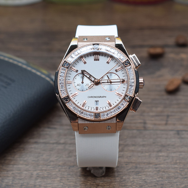 Luxury brands Sports Ladies rubber belt Watches five pin run seconds calendar Steel shell double snap Quartz watch 582888 hot sale