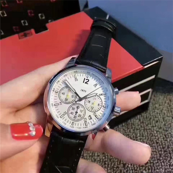 High quality quartz Watch For Men Classic 1853 Styles Leather small needle Automatic Movement Wristwatches