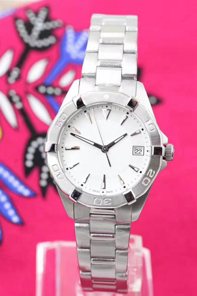 Classic sliver women's watch quartz movement 32mm diameter stainless steel case and strap white face women's watch