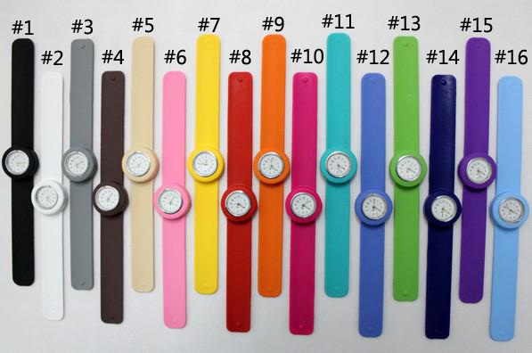 100pcs Snap Slap Watch Silicone Candy Jelly Sports Watches slap for Children and Kids with Quartz