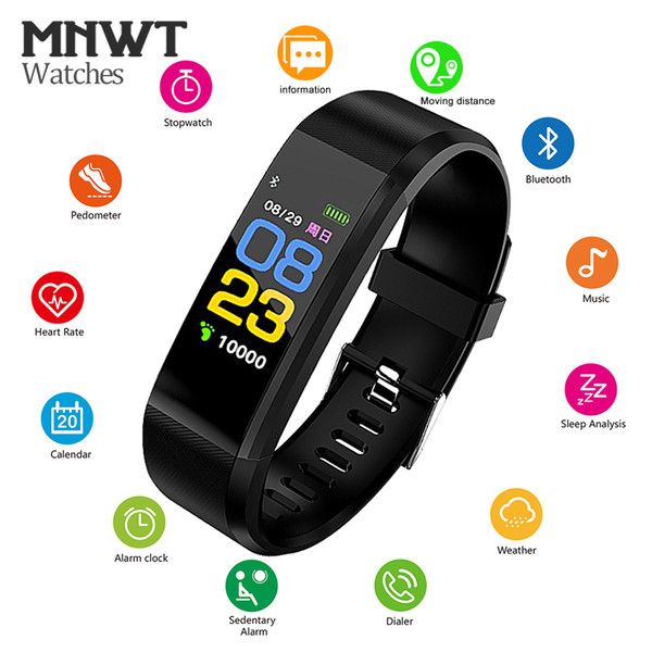 Smart Bracelet Color Touch Screen Wristband Smart Watch Women and Men Sport Fitness Pedometer Smart Watch Heart Rate Monitor Push Message