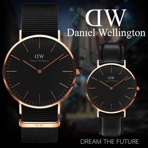 2018 New Fashion Black dial luxury Daniel watches 40mm men watches 36mm Women watches Montres homme Relogios homem Wristwatches Montre femme