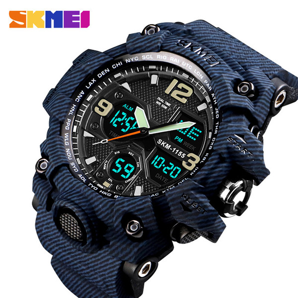 Skmei Luxury Denim Style Sports Watches Men Fashion Digital Quartz Waterproof Casual Military Wrist Watch Clock Relogio C19041601