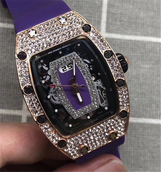 Top brand MR007 Diamond sports watch women's luxury Automatic Mechanical watch Rubber strap fashion military Wristwatches AAA ladies gift