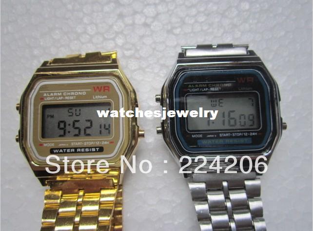 Wholesale-Free shipping F91 W watches f#91# fashion thin LED watches sport watch A#159#W Gold, Silver