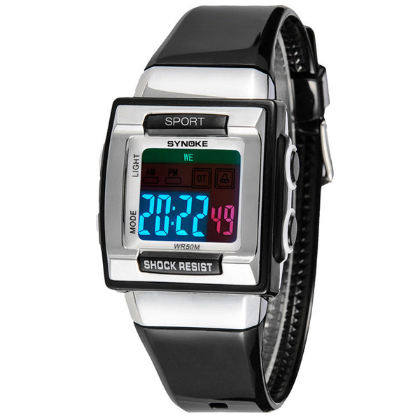 Casual Kid Silicone Strap Square Dial LED Digital Dress Watches Luxury Students Sport Watch Outdoor Water Resistant Watch for Kids