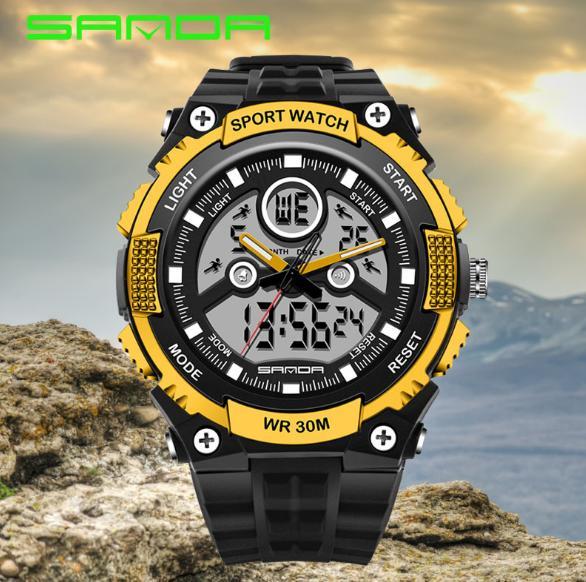 Brand sanda Hot multi-function dual-display cold light electronic watch outdoor sports men's watch
