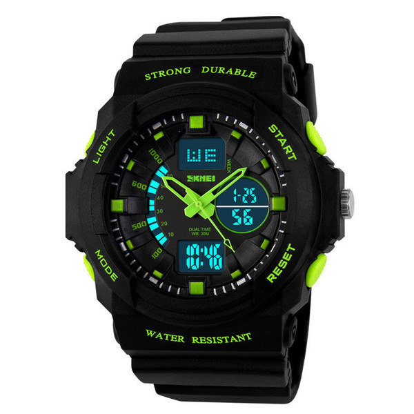 5 Colors Mens Outdoor Sport Watches - Double Display Multifunction Waterproof Digital Date Clock Electronic Wrist Watch For Teenagers Gift