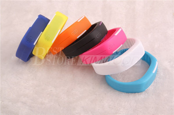 Best Price!! Sports Rectangle LED Digital Display Touch Screen Watches Rubber Belt Silicone Bracelets Wrist Watches