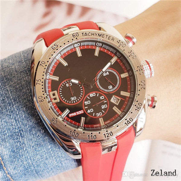 AAA+ Top Design Brand Six-Pins Three-eyes Fashion Simple Watches Elegant Silicone With Jelly Color Timing Calendar TOT Quartz Wristwatch