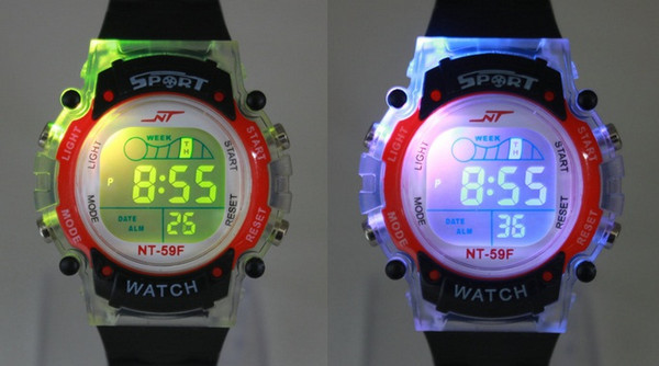 New Arrivals Silicone Strap Waterproof Luminous Wrist Watches Digital Watches For Children students Colorful LED watches dhl