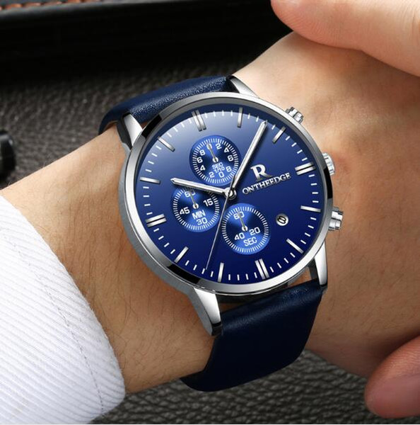 Swiss multi-functional men's fashion business leather belt quartz luminous non-mechanical watch