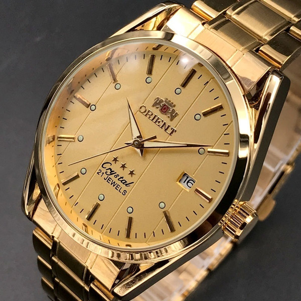 2019 Fashion Automatic Mechanical Watch Men Gold Wrist Watch Stainless Steel Business Watch Street Outdoor Wristwatches