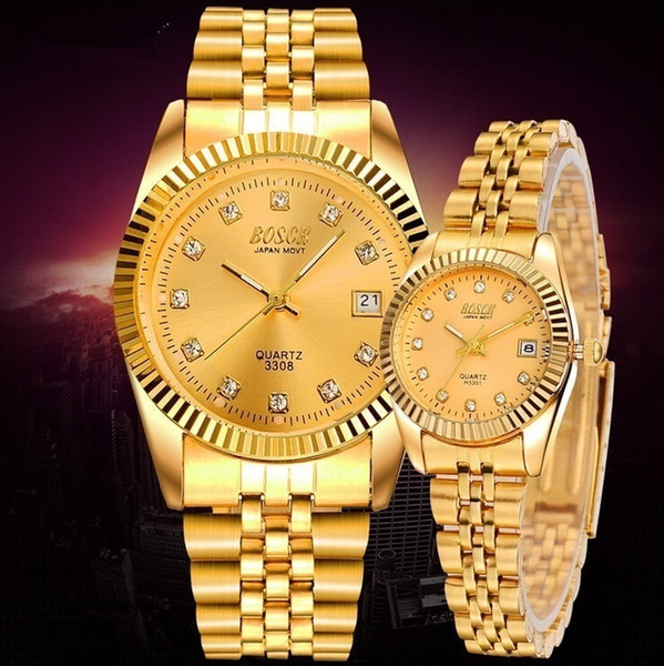 Business Male Female Strip Couple Watches Quartz Watch Gold Leisure Calendar Waterproof Watch Table Gift U4BDSY1848/54