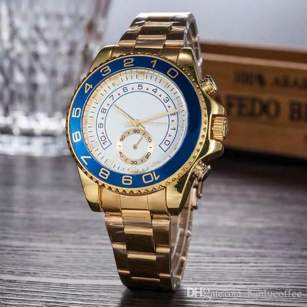 relogio masculino mens watches Luxury dress designer fashion Black Dial Calendar gold Bracelet Folding Clasp Master Male 2019 gifts