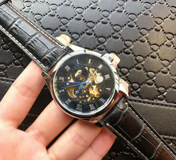 Top luxury automatic date mechanical belt watch free shipping