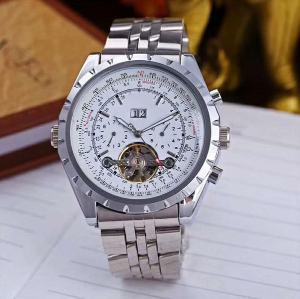 New fashion automatic date watch brand stainless steel mechanical automatic watch men's watch free shipping