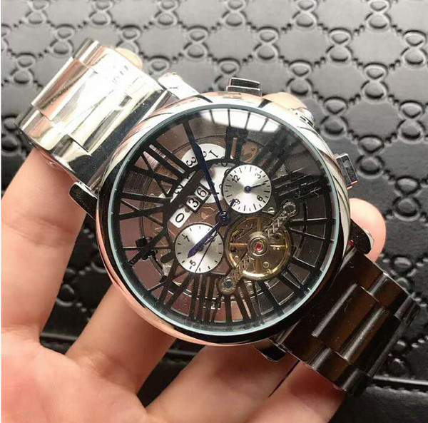 Hot Fashion Brand Swiss Watch leather Tourbillon Watch Automatic Men Wristwatch Men Mechanical steel Watches relogio masculino clock