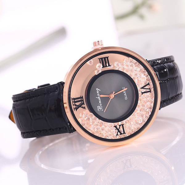 2019Top Brand New Womens 7Colors Leather Band Analog Quartz Watch Ladies Rose Gold Dial Casual Female Sport Watches