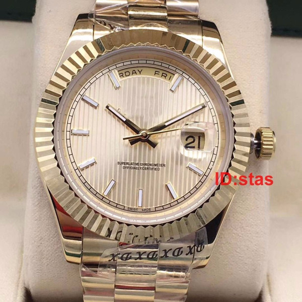 Luxury Mens Watch Yellow Gold DAYDATE Day-Date President Automatic Men Fluted Bezel Folding Clasp Watches Wristwatches