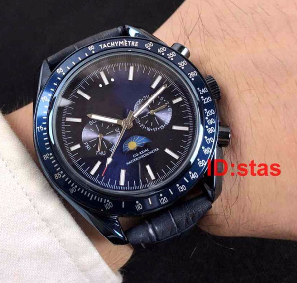 High Quality Hot Sales Luxury Mens Watch Stainless Steel Mechanical Movement The Moon Dial Sport Watch Reloj Watches Wristwatches