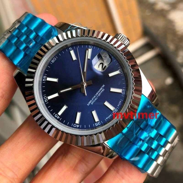 Top Datejust 41mm Steel Gray Blue Dial Mechanical Automatic Mens Role Watch Luxury Watches Men Reloj Fashion Wristwatch