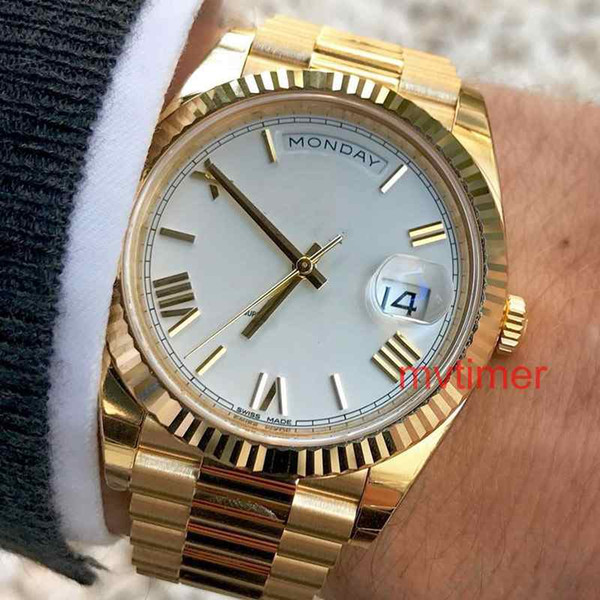 Rose Gold Men Geneva Watch Green Roman Dial mens Luxury Automatic Daydate Women's Fashion Mens Reloj Watches WristWatches 228238