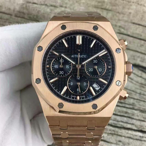 Rose Gold Men Quartz Chronograph Luxury Mens Designer Watches Wristwatches Orologio Di Lusso Royal Oaks Watch Montre