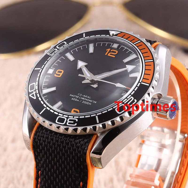 Luxury PLANET Master OCEAN 600M Nylon Fabric Strap Foldover Clasp 44 MM Vintage Quartz Chronograph Speed Watches Wristwatch Men Watch