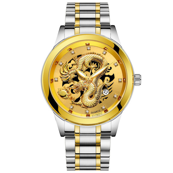 Luxury Men Business Watches New High Quality Exquisite Automatic Waterproof Watches Gold Plated Dragon Wristwatches