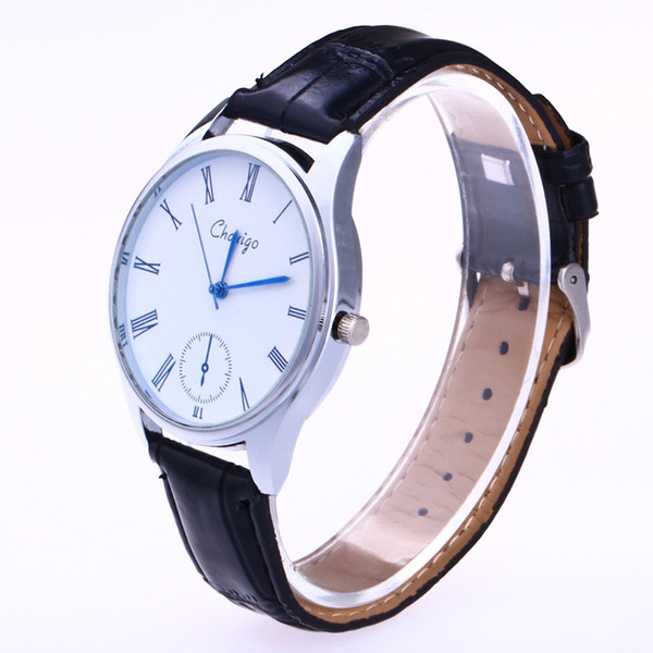 Men Business Watch New Fashion Wristwatches Elegant Simple PU Leather Strap Casual Quartz Roman Numerals Watch