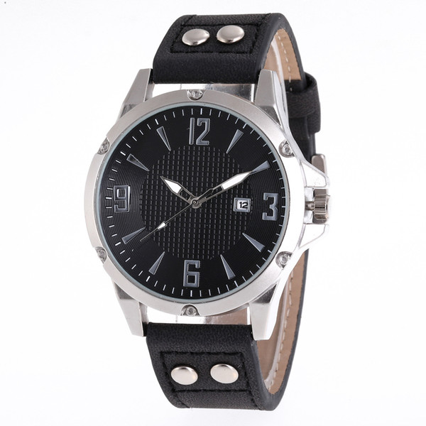 Fashion Leather strap Watch Calendar Quartz Sport Watches Luxury Leather Band Business Casual Watch for Men montre homme