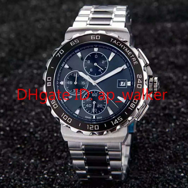 NEW Quartz Time Caliber 16 High Quality Stainless Steel Strap Black Dial Series 1887 Watches Free Shipping