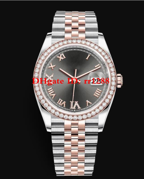 6 Style New model 126281RBR 126281 116244 Oyster Perpetual 36mm Two Tone 18k Rose Gold Diamond bezel Automatic Mens Watches Wristwatches