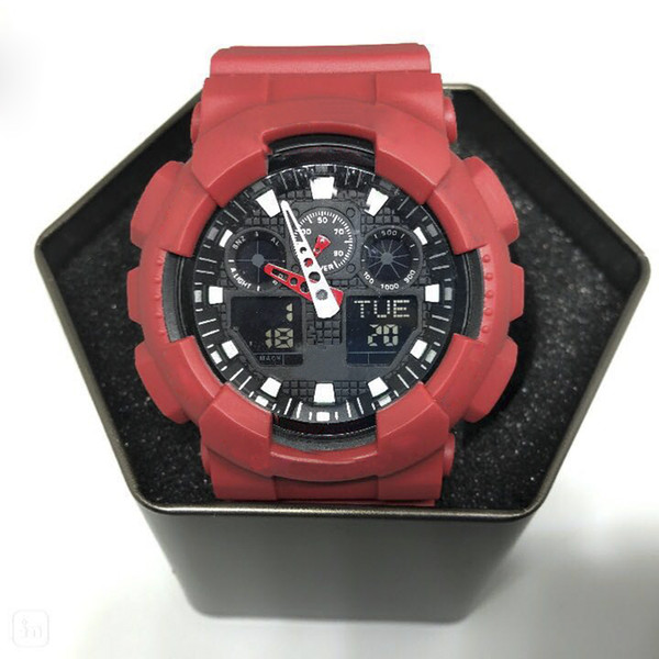 Large watches, men's sports dial watches, LED waterproof mountaineering digital men's watches, all pointer work, boxes, automatic lights.