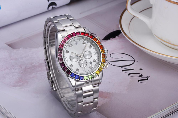 Diamond watch master watch 40 mm rainbow ring automatic dating luxury fashion men and women strip sports quartz clock men's watch