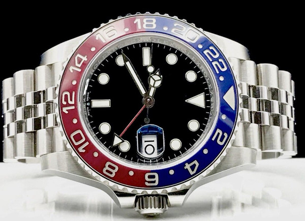 Luxury High Quality Watch 126710 BKSJ Pepsi Ceramic Bezel Steel GMT Work Asia 2813 Movement Automatic Mens Wrist Watch